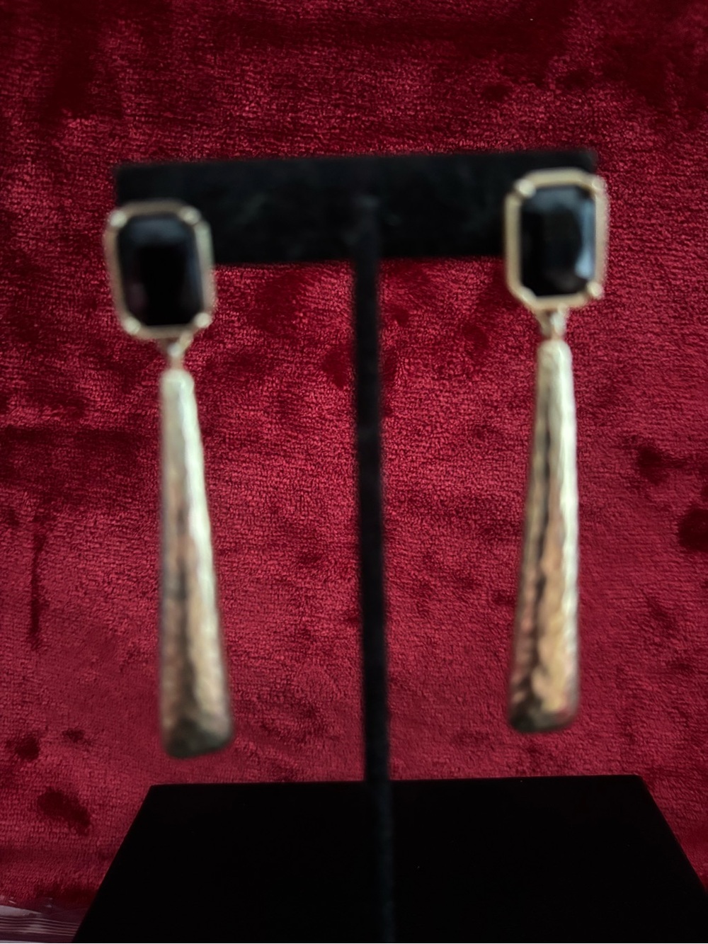 Chico's Black and Gold Tapered Drop Earrings